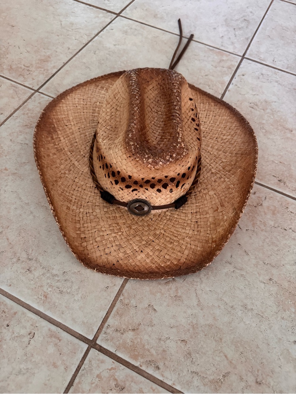 Stetson Brown Straw Cowboy Hat with Concho Band